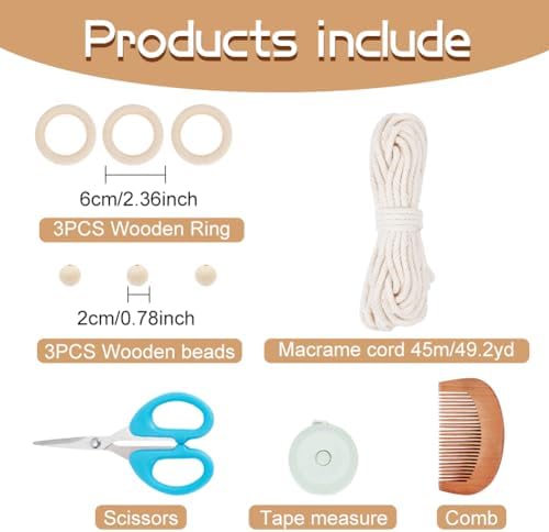 ORIGACH 3 Set DIY Angel Macrame Kit, Beige - Image 2