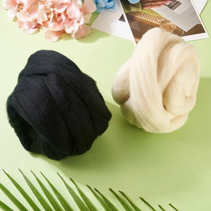 100G Needle Felting Wool Black Wool Roving for Needle Felting Beige Soft Spinning Wool Bulk for Felting DIY Crafts Hand Spinning Supplies - Image 6