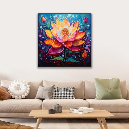 JUJUHOOD Lotus Flower Paint by Numbers Kit for Adults Beginner & Kids Ages 8-12,Abstract Flower Paint by Number Without Easel, Acylic Paint by Numbers for Gift Home Wall Decor 10x10Inch - Image 2