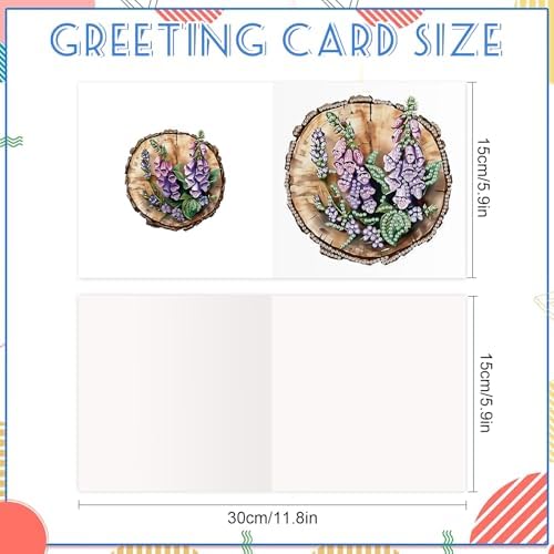 6pcs Diamond Painting Greeting Card with envelopes, DIY Stump and lavender Diamond Art Greeting Card for Blessing and Wish Special Shaped Arts Crafts for Christmas Birthday Thanksgiving Day Holiday - Image 2