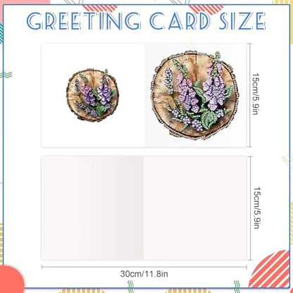 6pcs Diamond Painting Greeting Card with envelopes, DIY Stump and lavender Diamond Art Greeting Card for Blessing and Wish Special Shaped Arts Crafts for Christmas Birthday Thanksgiving Day Holiday - Image 2