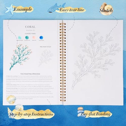 Watercolor Workbook for Beginners,18 Serene Seas Sceneries Water Coloring Book,Relaxing & Easy to Paint Water Coloring Book with 24 Colors-Perfect for Gifting to Creativity & Joy for Adults - Image 4