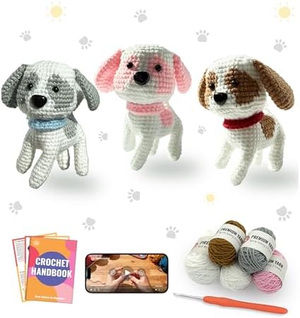 PAITIN Crochet Starter Kit – Easy DIY Craft Set for Adult Beginners, Handmade Yarn Art Project with Video Guidance (Beagle) by PAITIN