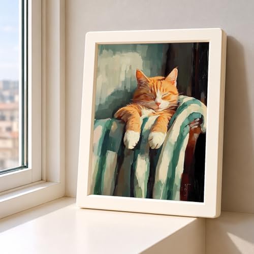 bitCNY Paint by Numbers for Adults, Sleeping Orange Tabby Cat DIY Painting Kit, Cozy Pet Acrylic Paint by Number Canvas Art, Relaxing Animal Wall Decor, 16x20 Inch - Image 5