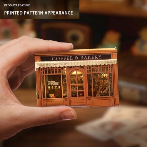 Mini 3D Wooden Doll House Craft Model with LED,DIY Miniature and Furniture Dollhouse Kit,Creative Room Idea for Valentine's Day Birthday Gift (Bagel Time) - Image 3