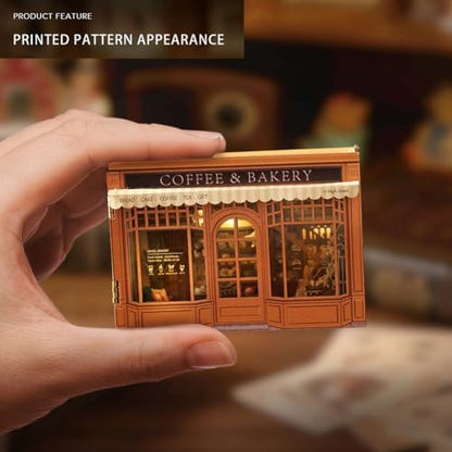 Mini 3D Wooden Doll House Craft Model with LED,DIY Miniature and Furniture Dollhouse Kit,Creative Room Idea for Valentine's Day Birthday Gift (Bagel Time) - Image 3