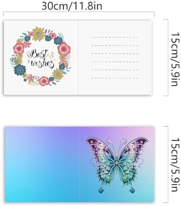 POETRYDRAW 6 Pack 5D DIY Diamond Art Painting Greeting Card Kit, Diamond Art Christmas Butterfly Greeting Card, Crafts Kit Creative with Envelope - Image 6