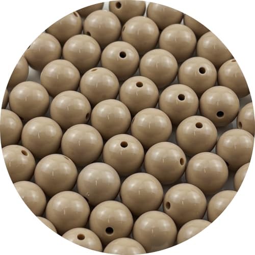 60pcs Acrylic Round Beads for Crafts 14mm Resin Candy Color Spacer Beads with Hole for Jewelry Making Sewing Crafts Decoration Necklaces Bracelets Earrings Supplies(Light Brown) by Unknown