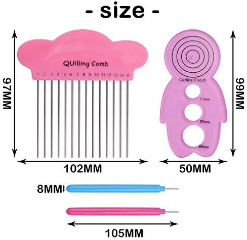 Paper Quilling Tool Set, 6 Pieces Paper Quilling Slotted Tools 1 Piece Quilling Curling Coach and 1 Piece Quilling Comb for Art Craft DIY Paper Project - Image 2