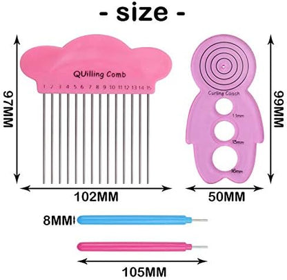 Paper Quilling Tool Set, 6 Pieces Paper Quilling Slotted Tools 1 Piece Quilling Curling Coach and 1 Piece Quilling Comb for Art Craft DIY Paper Project - Image 2