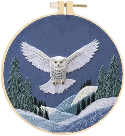 Huacan 1pc Owl Embroidery Kits for Adults Animal Home Decoration Modern Wall Stickers Cross Stitch Patterns by Home