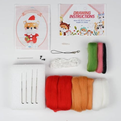 Wizardi Beginner Needle Felting Kit for Adults - Puppy in Christmas Costume. Animal Felting Kit 6.8x4.5x4cm. Felting Tools. Wool Felting Supplies. Felt Crafts. Wool Felt. F07N8-W151 - Image 2