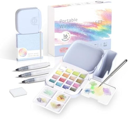 Mini Watercolor Paint Set, Compact Travel Art Kit with 16 Colors by ReliableAffordableQuality