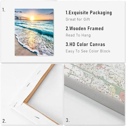 VIGEGU Beach Landscape Paint by Numbers Kit for Adults with Framed - Image 3