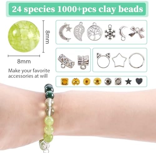 Glass Beads for Jewelry Making, 18 Colors Glass Beads for Bracelets Making kit Including 2-8mm Bead spacers/Lava Beads/Stone Rock DIY Jewelry Making Supplies for Adults, Bracelets Earring Making kit - Image 3