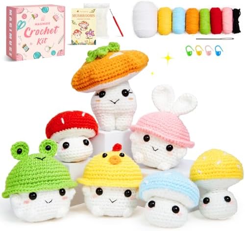 MAGIMUSE Crochet Kit for Beginners, Mushroom Family Crochet Craft Kit by MAGIMUSE