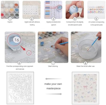 Bozfoxa Paint by Numbers Kit for Adults Beginner Tennis Bow Print - Image 3