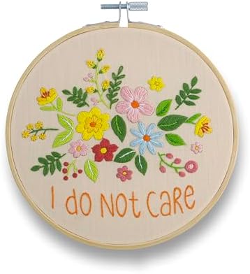 FUNATIC I Do Not Care Funny Embroidery Kit for Adults by FUNATIC