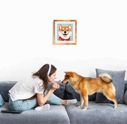 Doodlream Happy Shiba Inu Needle Kit for Beginner, 9.4"x 9.4" Cute Dog Punch Stitching Craft Set, DIY Embroidery Starter with Printed Frame, Instruction, Threader, Yarn, Pinch Needle - Image 6