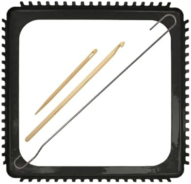 ULIONTAC Solid Metal Square Weaving Loom Tool Potholder Set (7 inch, Black) by Uliontac