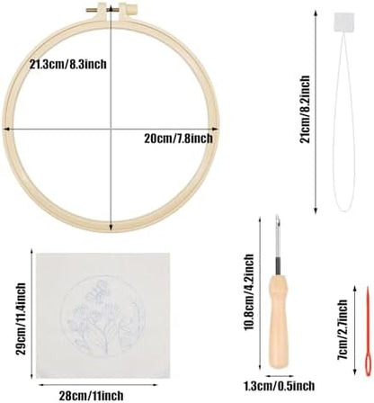 Allazone 3 Set Embroidery Starter Kits for Beginner, Butterfly and Bird Punch Needle Kit with Instruction, Plastic Hoop, Yarns and Embroidery Handle Needle Pen - Image 2