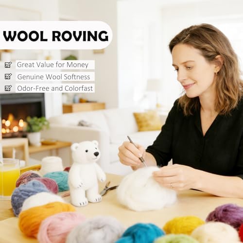 3.4oz Needle Felting Wool Star White for DIY Needle Craft Enthusiasts - Image 3