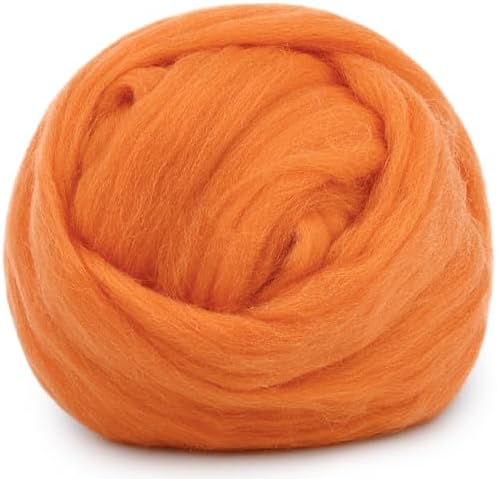 Mayboos 1.76oz Orange Natural Wool Roving, Needle Felting Wool by Mayboos