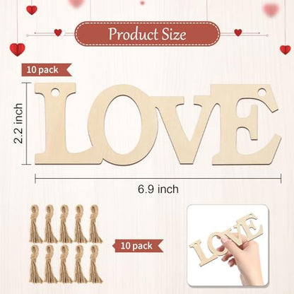 Wooden Love Letter Ornaments to Paint 7 Inch, Large Size Mothers Day Valentine's Day Wooden DIY Blank Unfinished Round Wood Discs Father's Day Ornament for Crafts Hanging Decorations(10PCS) - Image 7