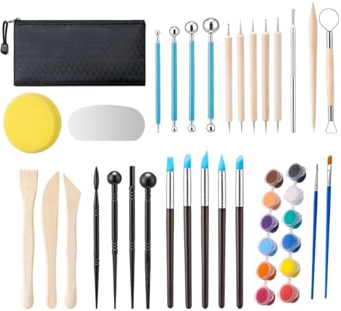 10 lb White Natural Air-Dry Clay + 30 pcs Pottery Tools + Storage Box,Ideal for Wheel Throwing,Hand Building,Sculpting;Great for All Skill Levels;Whiteware Clay for Pottery (White 10LB) - Image 2
