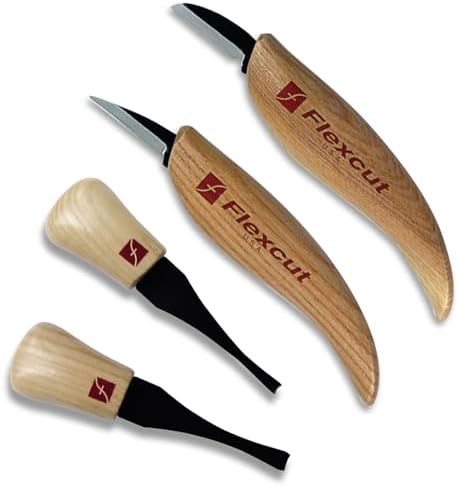 Flexcut Wood Carving Tools| Beginner Palm & Knife Set | 1095 High Carbon Steel Blades| Ergonomic Ashwood Handles | KN600 | Made in the U.S.A. by Flexcut
