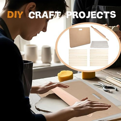 23 Pcs Pottery Tool Kit with Clay Rolling Pin 10 Size Thickness Guides Linen Tablecloth Wooden Pottery Board for Ceramic Clay Making - Image 5