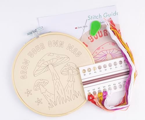 FUNATIC Grow Your Own Way Funny Mushroom Themed Embroidery Kit for Adults - Image 2