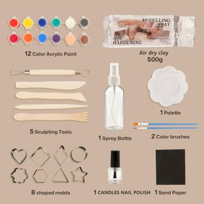 Air Dry Clay Kit for Adults, Complete Pottery Set for Beginners with Tools, Handmade Art Gifts for Women Men - Image 2