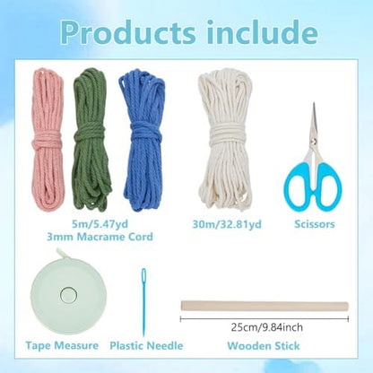 FREEBLOSS Macrame Wall Hanging Kit Spiral Knots Macrame Wall Hanging Kit DIY Multi Coloured Macrame Wall Art DIY Macrame Fringe Hanging Kit Macrame Kit with Instructions for Beginners Adults - Image 2