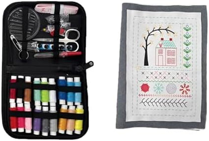 Chewtoyo Embroidery Starter Kit for Adults with Stitch Book and Sewing Kit, 8.3 x 11 x 0.6 in, 21 x 28 x 1.5 cm, Portable DIY Embroidery Tool Set with Safety Zipper, 106 Stitches Practice Guide - Image 3