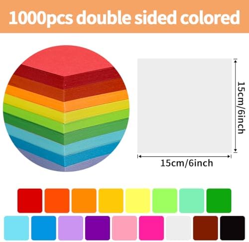 Praisebank White Origami Paper, 1000pcs 6x6 inch, Double Sided Color, Origami Kit with Guide instruction for Crafts - Image 2