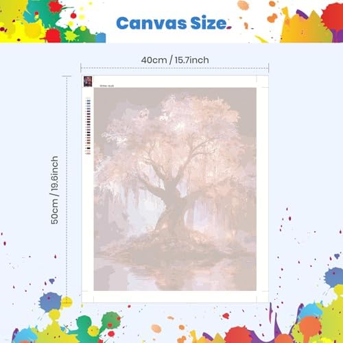 Cherry Blossom Tree Paint by Numbers Kits for Adults Beginner, Night Landscape with Fantastic Tree, Canvas Painting by Numbers for Adults, Easy DIY Oil Painting Kits for Gifts Home Decor 16x20 Inch - Image 3
