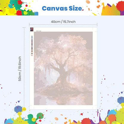 Cherry Blossom Tree Paint by Numbers Kits for Adults Beginner, Night Landscape with Fantastic Tree, Canvas Painting by Numbers for Adults, Easy DIY Oil Painting Kits for Gifts Home Decor 16x20 Inch - Image 3