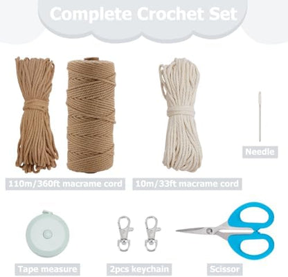 FREEBLOSS DIY Macrame Bag Kit for Beginners Khaki Boho Woen Bag with Wrist Lanyard Macrame Handbag Kit for Adults Beginners, Video Tutorial Included - Image 2