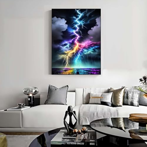 Colorful Lightning Stamped Cross Stitch Kits for Beginners Adults, Dimensions Needlepoint Art Crafts,Counted Cross Stitch Kits Embroidery Kits for Beginners Adults for Home Decor 11.8X15.7inch - Image 5