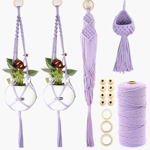 BUFANTL Macrame Kit for Beginners, 4-in-1 Plant Hanger Set - DIY Hanging Planter Craft Kit with 3 Tutorials for Home & Garden Decor, Ideal Handmade Gift by Unknown