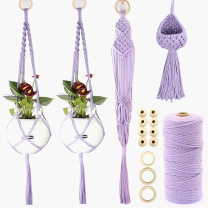 BUFANTL Macrame Kit for Beginners, 4-in-1 Plant Hanger Set - DIY Hanging Planter Craft Kit with 3 Tutorials for Home & Garden Decor, Ideal Handmade Gift by Unknown