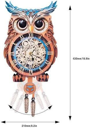 3D Puzzles for Adults, Owl Wall Clock 3D Wooden Puzzles Clock Kits for DIY Birthday Gift for Women Men Home Decor Holiday Christmas - Image 4