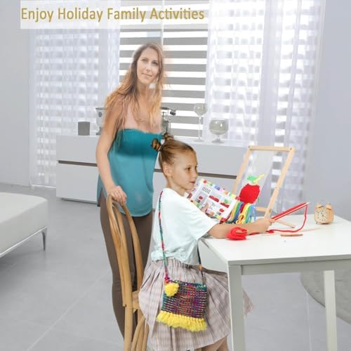 Weaving Loom for Beginners Adults/Kids and 1 Set of Weaving Works Complete Yarn Kit with Detailed Friendly Instructions, Parents and Children in The Holiday Experience Weaving Brings Fun_Apple - Image 5