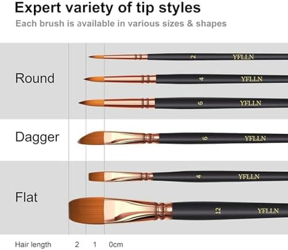 Paint Brush Set 6 Different Shapes for Watercolor Rock Face Painting Brush, Artist Craft Brush Supplies, Paint Brush Set for All Purposes Adult Painting (6) - Image 3