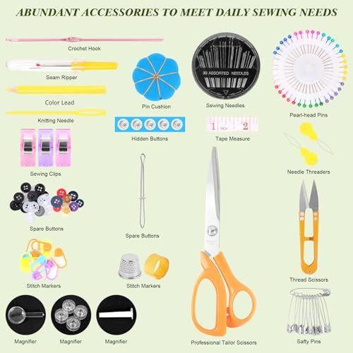 Goeveo Sewing Kit for Adults, 198pcs Newly Upgraded Needle and Thread Kit Gifts for Mom Grandma Friend, Sewing Accessories with Case Portable for Home, Work, Travel, Emergency (198pcs Sewing Supplies) - Image 2