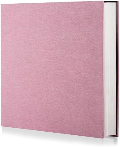 Pink Photo Album Self Adhesive Scrapbook Album for 4×6 Photos/Pictures DIY Linen Cover Album 15 Sheets/30 Blank Pages for Family Wedding, Birthday, Christmas, Anniversary by HoneyTolly