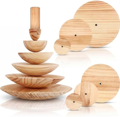 DoubleFill 6 Pack Pottery Molds 2'' 4'' 6'' 8'' 10'' 12'' Thickness 2'' Plaster Molds Wood Pottery Tools with Handle for Ceramic Top Forms DIY Bowls Plate Dish Slump Press Art Making (Hemispherical) by DoubleFill