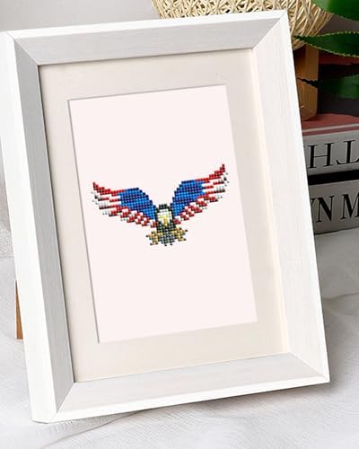 PeakLuv 12 Pcs 4th of July Small Diamond Art Kits for Adults Patriotic, Independence Day Mini Diamond Painting Kits, American Eagles Gem Art, Square Drill Painting for Home Wall Desktop Decor, 6X7in - Image 6
