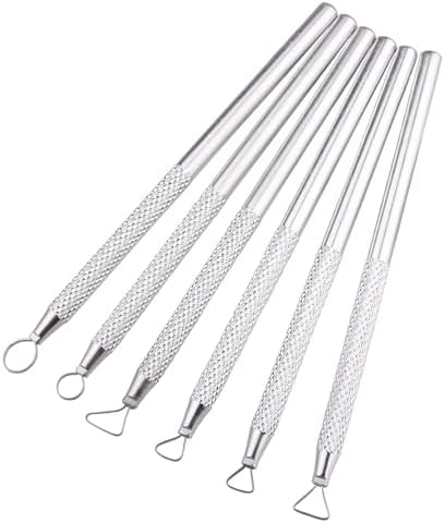 DIYOOHOMY 6 Pcs Clay Sculpting Tools Set, Metal Polymer Clay Ribbon Loop Tool, Sgraffito Tools for Pottery Caving Trimming Scraper Craft Ceramic Modelling Tool Kit by DIYOOHOMY
